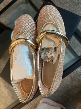 INC Rahmi Mary Jane Flats (Gold Shimmer)